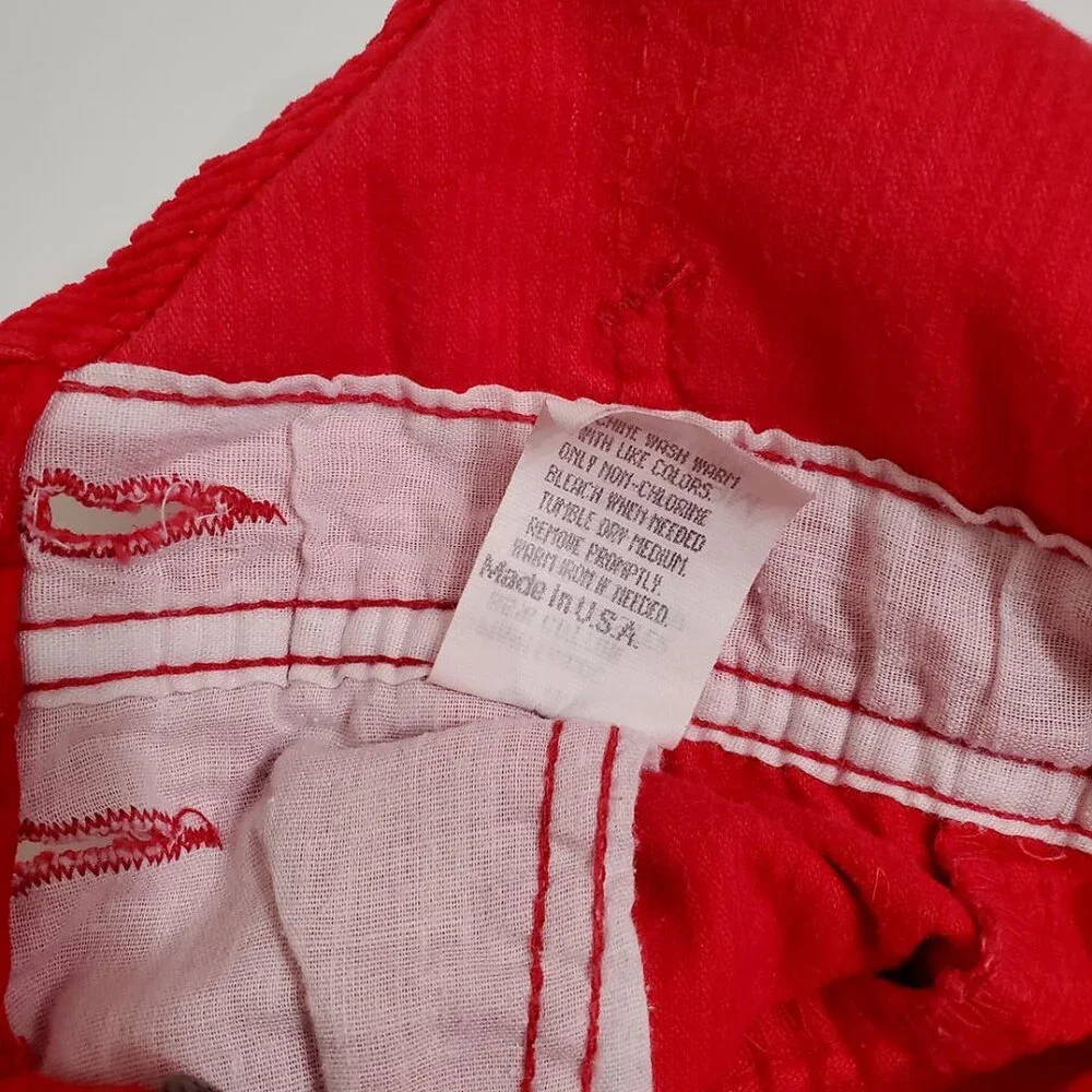OshKosh B'Gosh Vintage Baby Corduroy Overalls Red 6-9 Months Vestbak USA